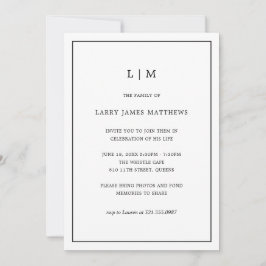 Invitación Monograma blanco negro simple celebración de la vi