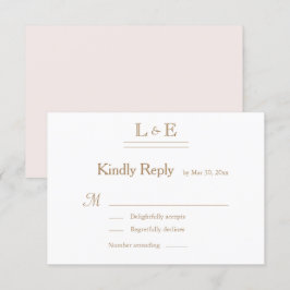 Invitación Monograma blanco Rubor Gold Ampersand Wedding RSVP