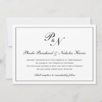 Monograma blanco tradicional Boda formal