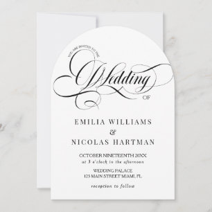 Invitación Monograma blanco y negro todo en un Boda
