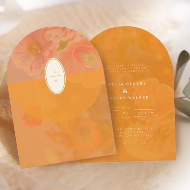 Invitación Monograma Boda de amapola rosa de flor silvestre (Subido por el creador)