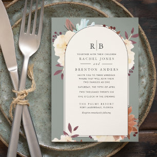Invitación Monograma Boda de familia con doble ciego