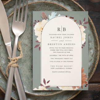 Invitación Monograma Boda de familia con doble ciego