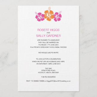 Invitación Monograma Boda de flores de Hibiscus