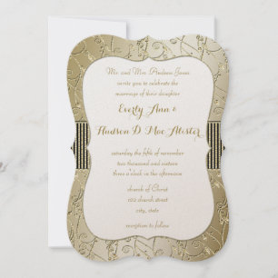 Invitación Monograma Boda de giro negro y dorado