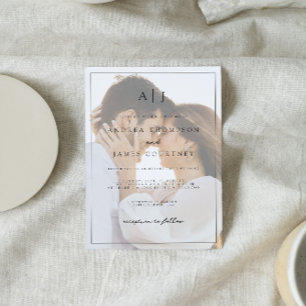 Invitación Monograma Boda de superposición de fotografías en