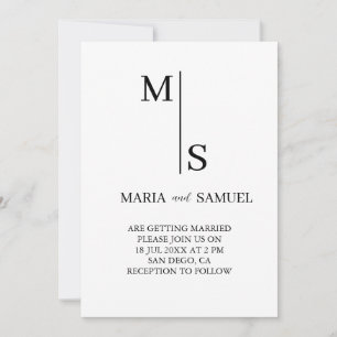 Invitación Monograma boda Elegante Minimalista simple