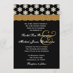 Invitación Monograma Boda en negro y oro V16
