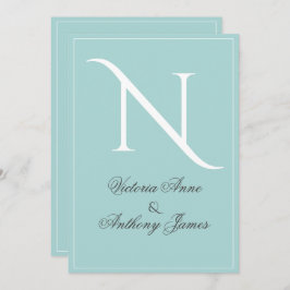 Invitación Monograma Boda inicial del marco blanco azul