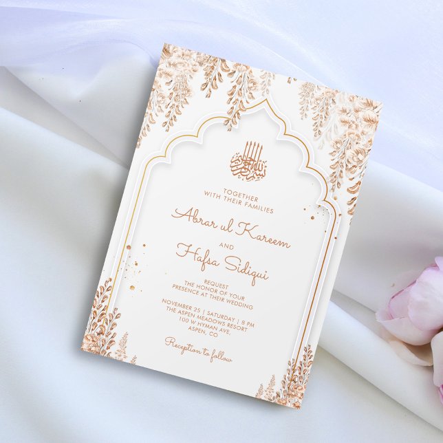 Invitación Monograma Boda islámico floral elegante arco (Subido por el creador)