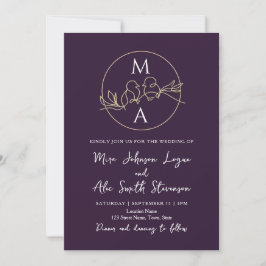 Invitación Monograma Boda púrpura