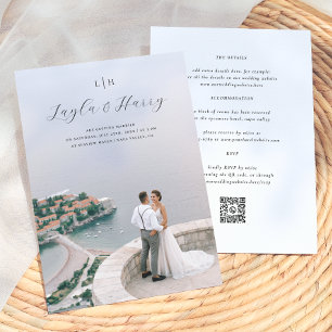 Invitación Monograma boda   Todos en una foto de código QR