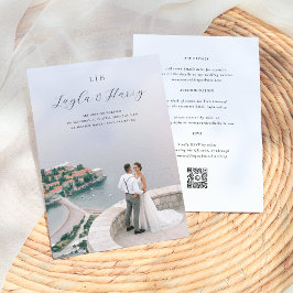 Invitación Monograma boda | Todos en una foto de código QR
