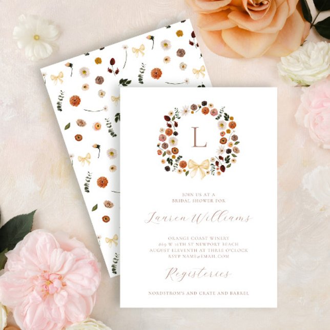 Invitación Monograma Bohemio Elegante Ducha Bridal Floral (Subido por el creador)