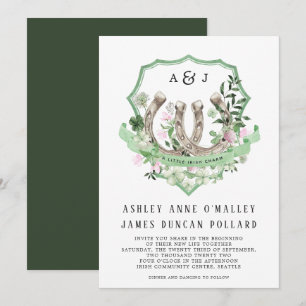 Invitación Monograma   Botas de boda botánicas de trébol de c