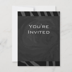 Invitación Monograma cebra negra y gris
