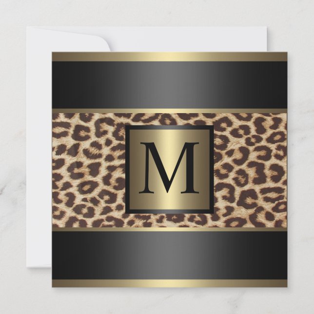 Invitación Monograma Cheetah, Boda leopardo (Anverso)