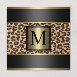 Invitación Monograma Cheetah, Boda leopardo