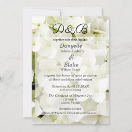 Invitación Monograma clásico elegante de hidrangea blanca