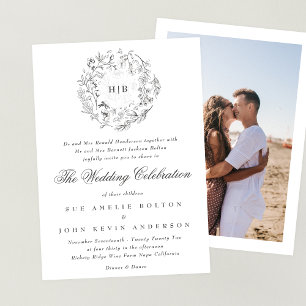 Invitación Monograma clásico floral botánico Boda foto