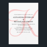 Invitación Monograma clásico vertical moderno en Boda rosa<br><div class="desc">Estas elegantes invitaciones nupciales muestran su monograma en un texto grande y moderno de color rosa suave sobre un fondo blanco. Un estilo sencillo y elegante para su boda moderno.</div>