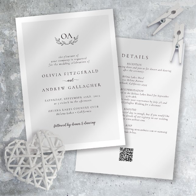 Invitación Monograma código QR todo en un Boda (Subido por el creador)