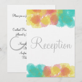 Invitación Monograma color de agua rosa amarillo azul recepci