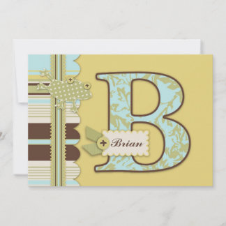 Invitación Monograma con Baby Shower de impresión de rana y t