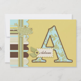 Invitación Monograma con Baby Shower de impresión de rana y t