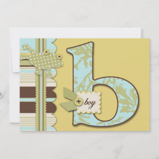 Invitación Monograma con la rana y la impresión Baby Shower