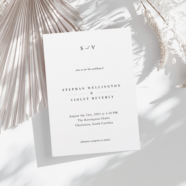 Invitación Monograma contemporáneo Boda blanco y negro (Subido por el creador)