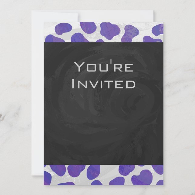 Invitación Monograma Dalmatia Impresión púrpura y blanca (Anverso)