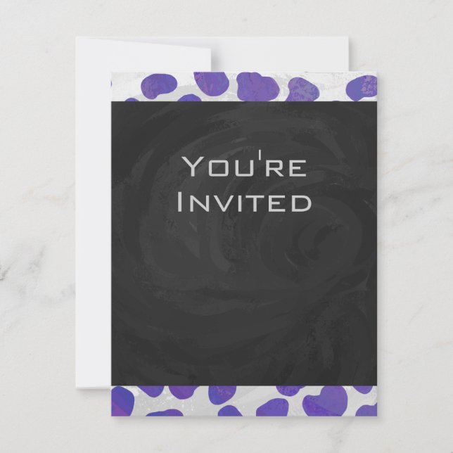 Invitación Monograma Dalmatia Impresión púrpura y blanca (Anverso)