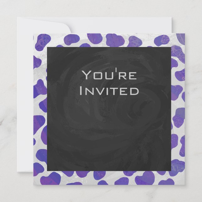 Invitación Monograma Dalmatia Impresión púrpura y blanca (Anverso)