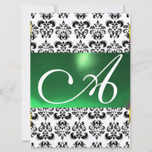 Invitación MONOGRAMA DAMASCO GEM verde blanco