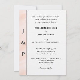 Invitación Monograma de acuarela de Rubor minimalista