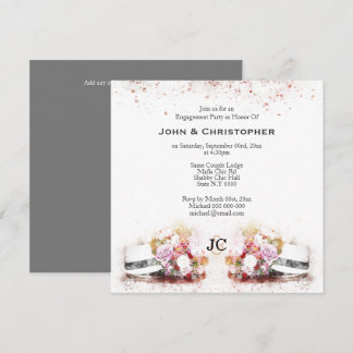 Invitación Monograma de acuarela floral de pareja gay gorra