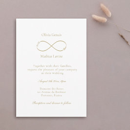 Invitación Monograma de amor infinito Boda blanco elegante
