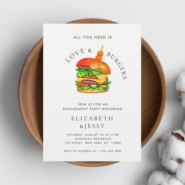 Invitación Monograma de amor y hamburguesas hago fiesta de co (Subido por el creador)