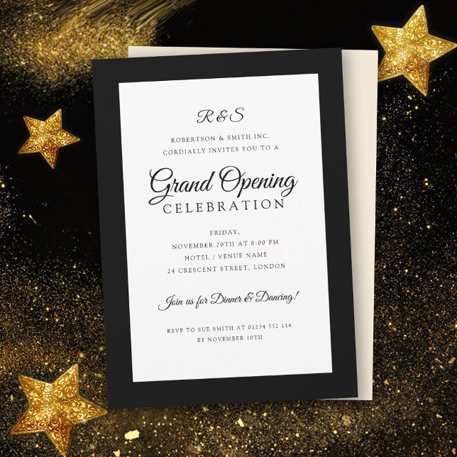 Invitación Monograma de apertura formal corporativo negro  (Subido por el creador)