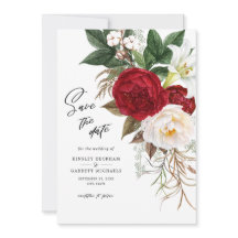 Monograma de boda floral rojo romántico para guard