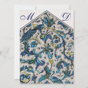 INVITACIÓN MONOGRAMA DE BODAS FLORAL AZUL ELEGANTE