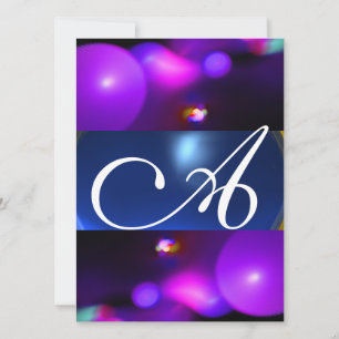 Invitación MONOGRAMA DE BURBUJA CUÁNTICA morado azul