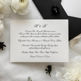 Invitación Monograma de caligrafía Boda clásico blanco y negr