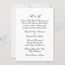 Invitación Monograma de caligrafía Boda formal blanco y negro