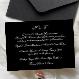 Invitación Monograma de caligrafía Boda formal blanco y negro