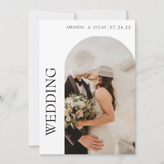 Invitación Monograma de caligrafía romántica con forma de fot (Anverso)