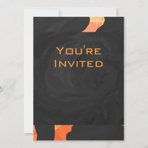 Invitación Monograma de cebra negra y naranja