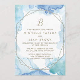 Invitación Monograma de color de agua geométrica