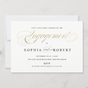 Invitación Monograma de compromiso de caligrafía elegante de 